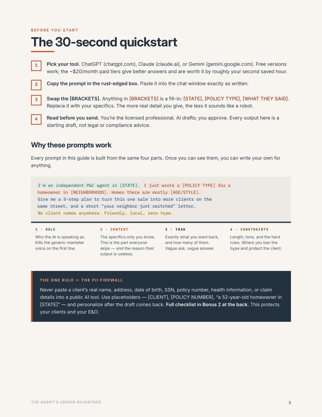 The 30-second quickstart- page 3 of the guide